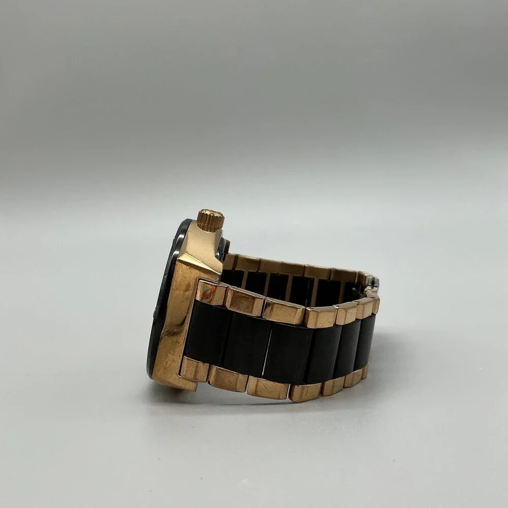 Stuhrling Original Mens Watch 49mm Black Dial Gold Tone Automatic 24-Hr 8.25